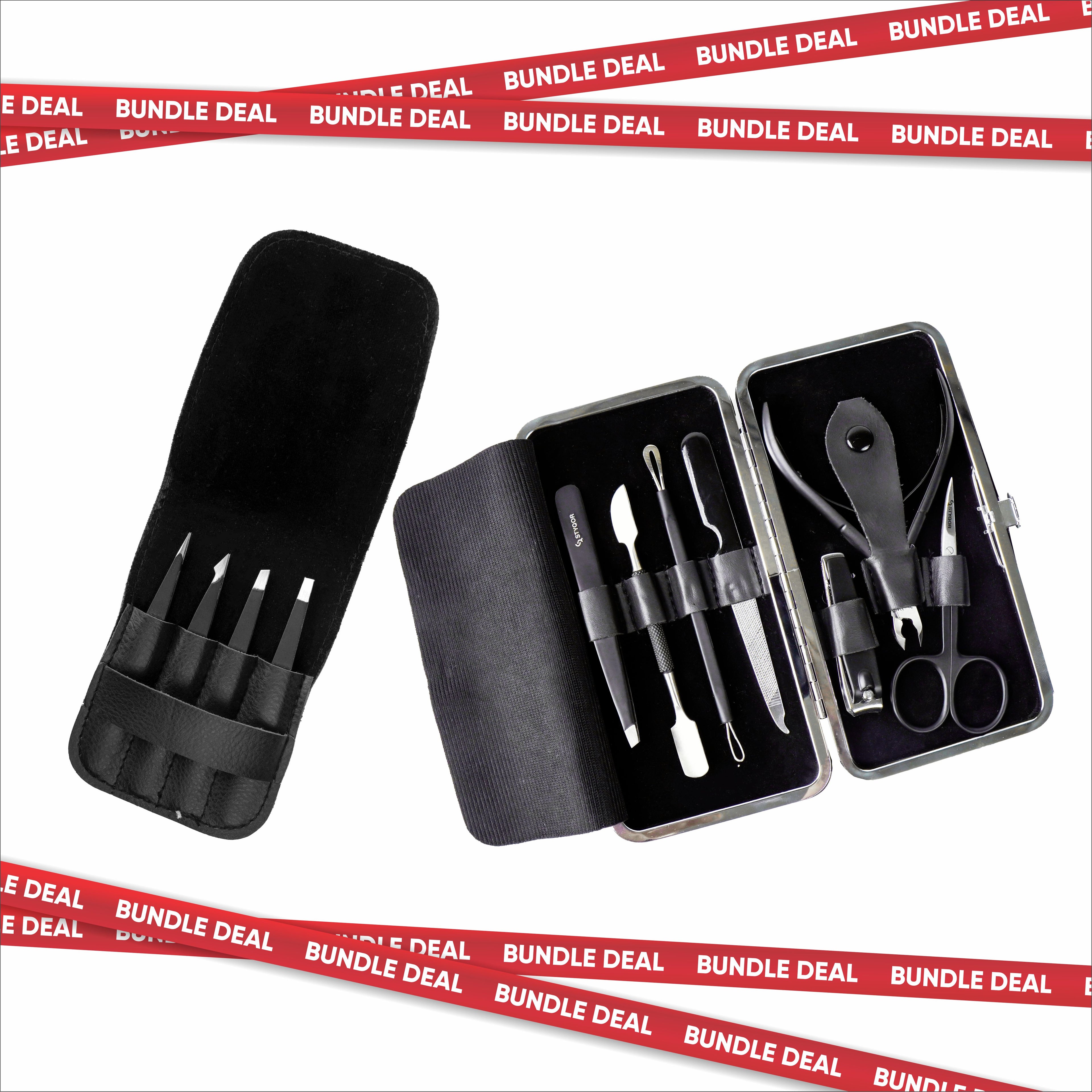Mani Pedi Kit + 4 Pcs Premium Tweezer Kit